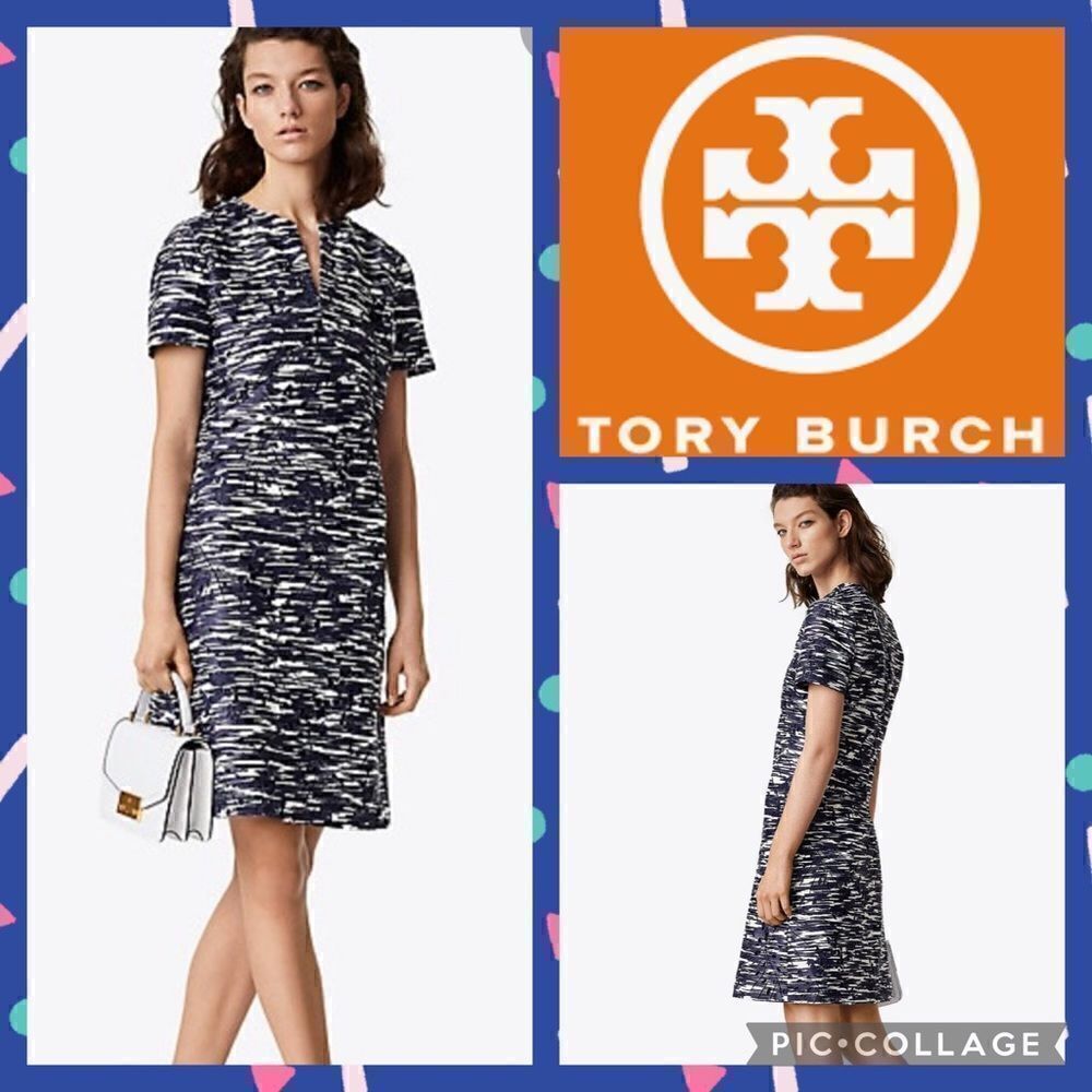💙NWT MSRP $498 Tory Burch Dina Space-Dyed Cutout Dress Women's Size 2